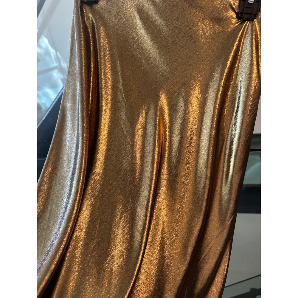 J.Crew Metallic Gold Midi Skirt A-Line Liquid Shine Size Small - Picture 4 of 5